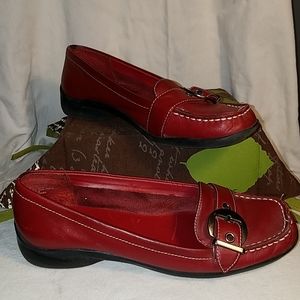 Studio Works Red Buckle Slip On Shoes Sz 7